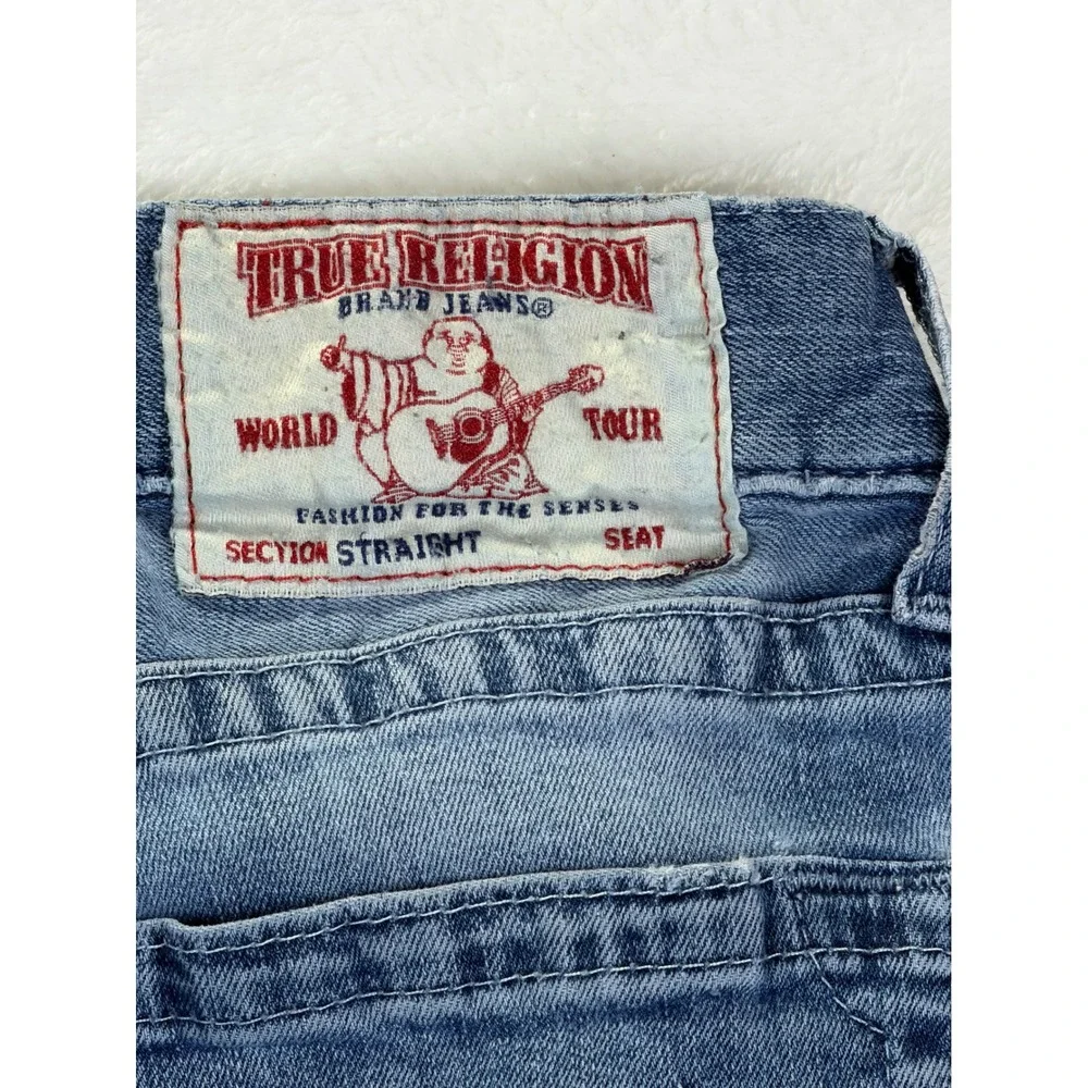 True Religion Mens Straight Leg Jeans Blue Medium Wash Denim Size 32x27
